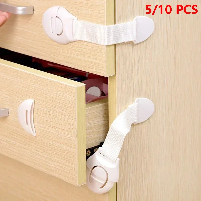 10pcs 어린이 안전 캐비닛 잠금  증거 보안 수호자 서랍 도어 캐비닛 잠금 플라스틱 보호 어린이 안전 도어 잠금 장치