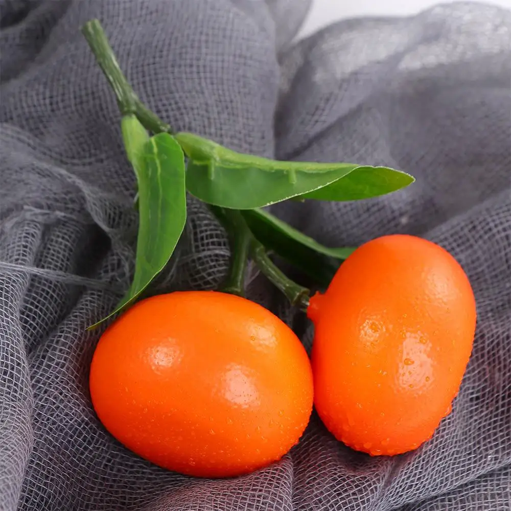 Artificial Fruits and Vegetables Imitation Fruits with Fruits and Leaves Home Ornaments Fruit Display Party Decor Tangerine Model Fake Oranges Artificial Fruit
