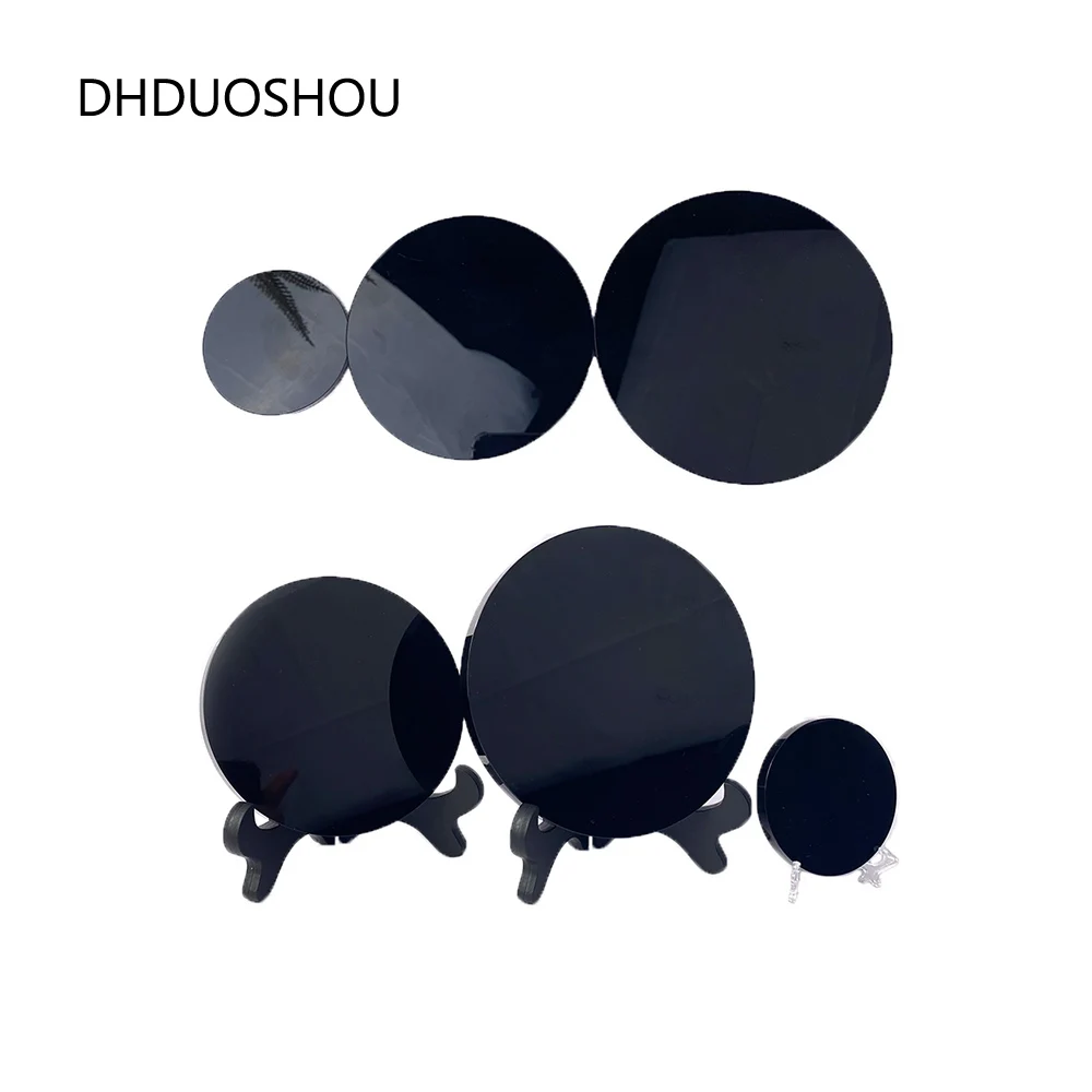 4-6-Polished-Obsidian-Scrying-Mirror-Smoking-Mirrors-with-Stand-Round