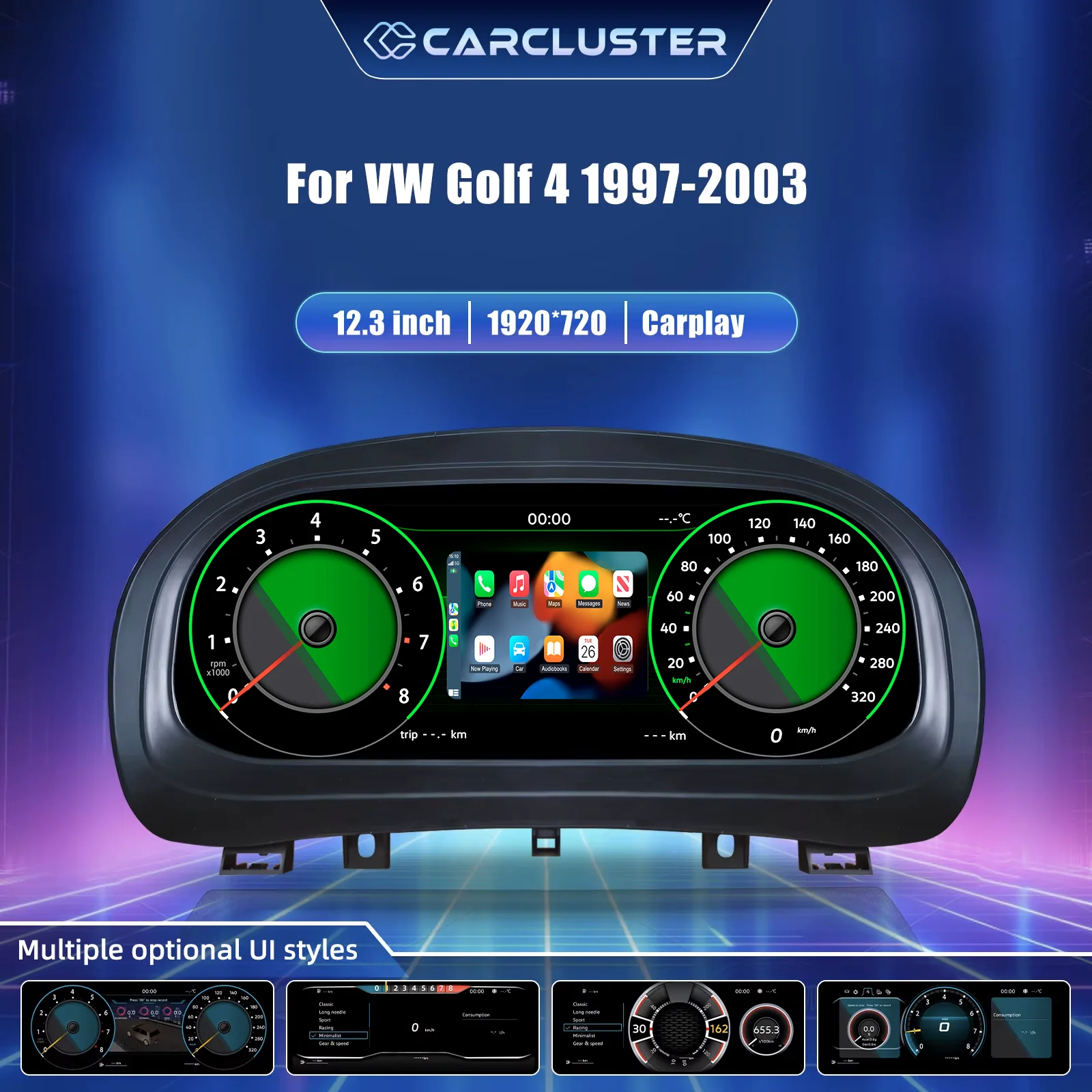 Panel de Instrumentos Digital LCD para VW Golf 4, Años 1997-2003, Panel de Instrumentos para Automóvil, Cabina Virtual, Tacómetro, Velocímetro, Indicador de Combustible, Kit de Actualización, Conexión Plug and Play 1