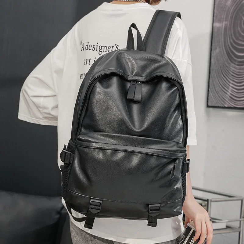 Casual Fashion Men's Backpack Solid Leather Softback Outdoor Travel Backpack Large Capacity Schoolbags Lightweight Laptop Bags