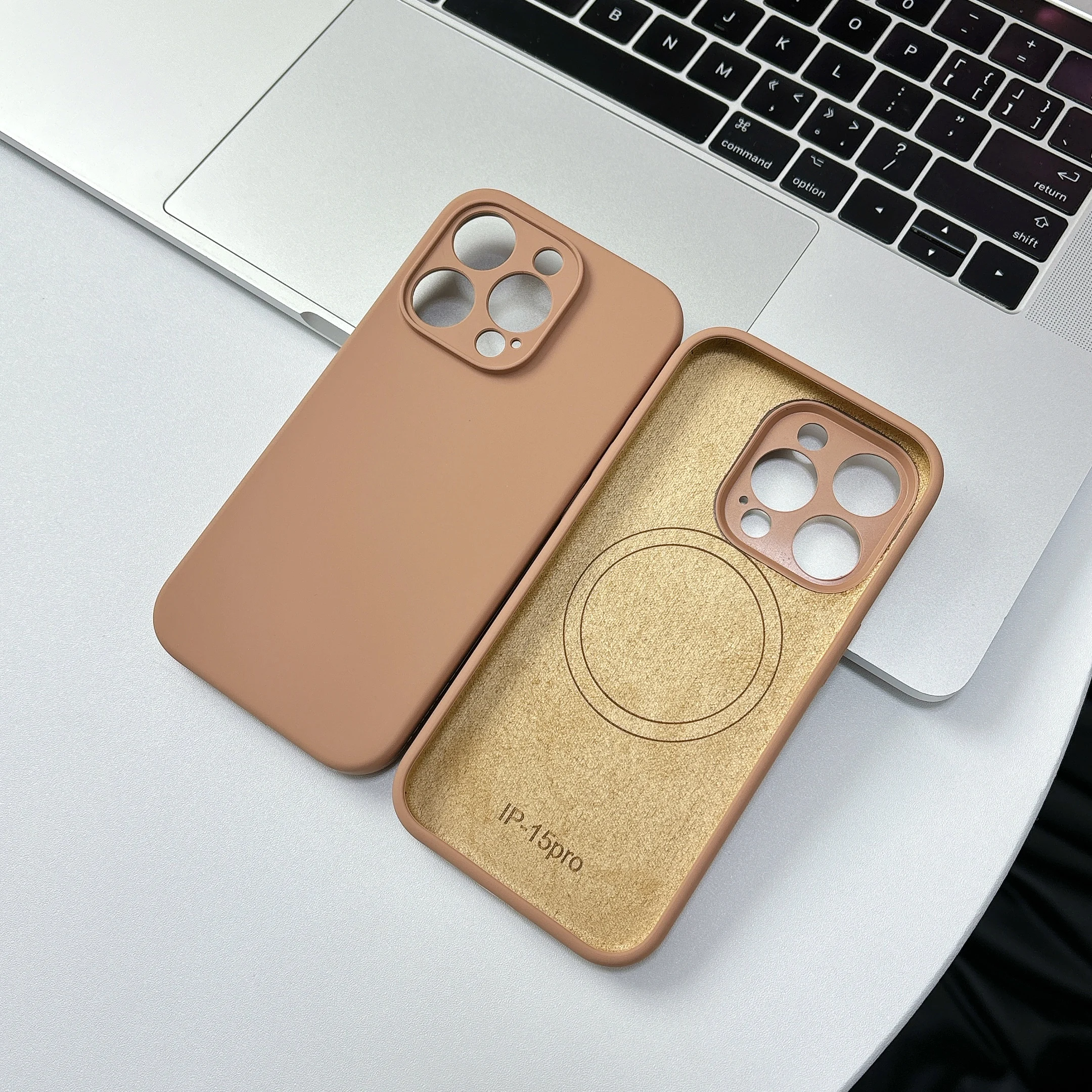 Premium Chinese Red Liquid Silicone Magnetic Case with MagSafe Compatibility, Wireless Charging, and Soft Touch Finish