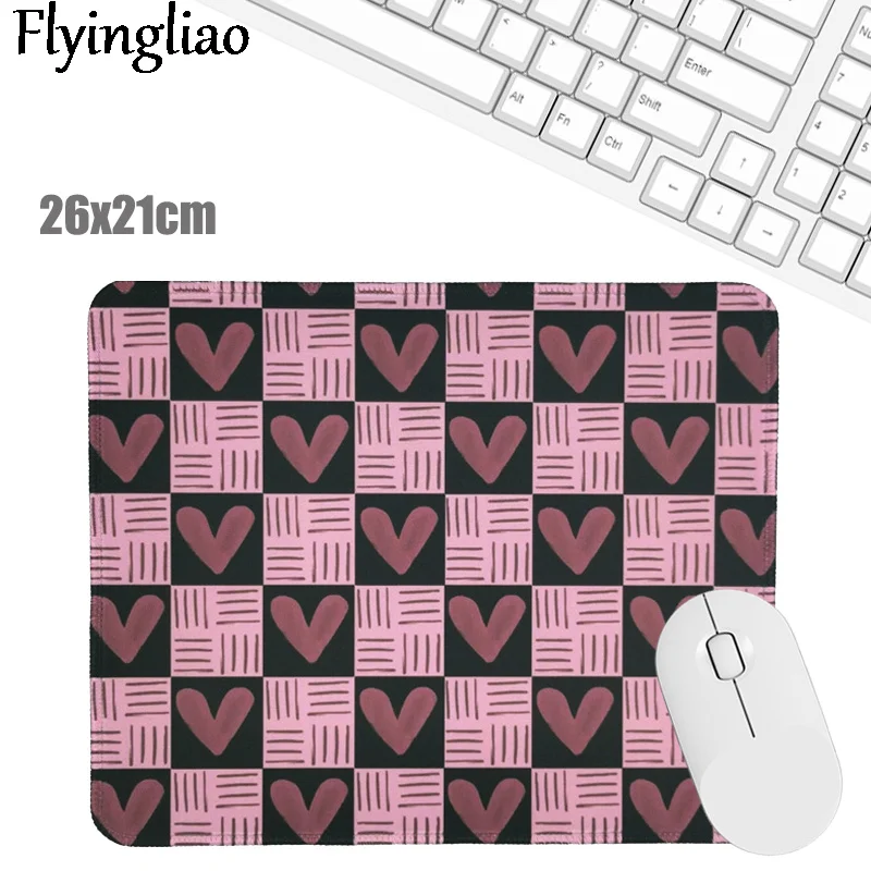 Vintage Black Pink Heart Creative Office Keyboard Pad Kawaii Laptop Mouse Mat Anti Slip Desk Mats Custom Desk Pad