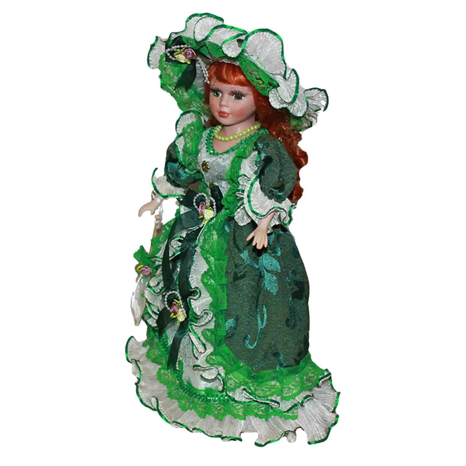 

Delicate 16-inch Porcelain Doll with Elegant Attire - Perfect for Showcase