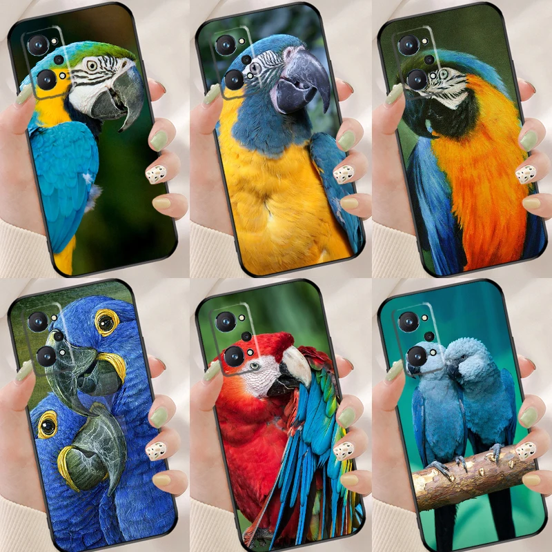 Macaw Parrot Custodia Colorata Per Realme 8I 7 8 Pro Gt Neo 2 Master C3 C11 C21 Coque Per Oneplus Nord 2 9R 8T 9 Pro