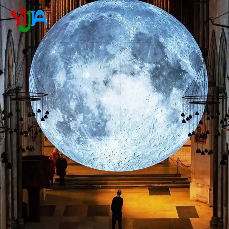 

Giant 2-6m Inflatable Moon Ball With LED Lights Hanging Air-sealed Planet Sphere Balloon For Event Party Show Stage Decoration