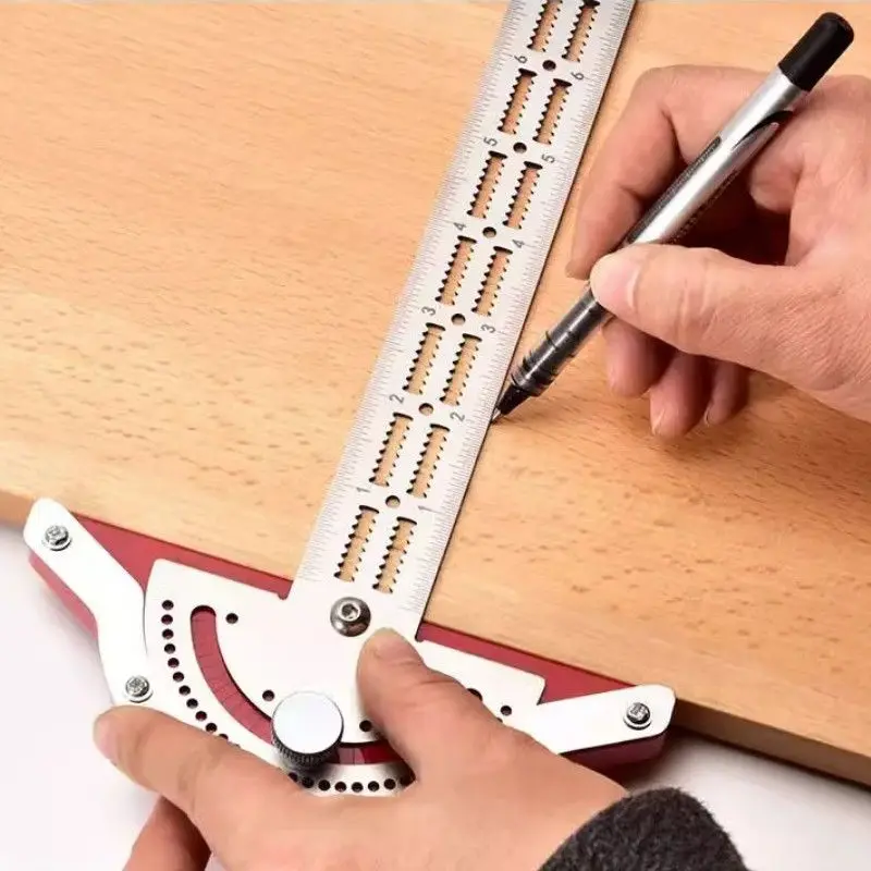 Stainless Steel Multi-Angle Ruler, Professional Carpenter Protractor and Woodworking Layout Gauge Tool