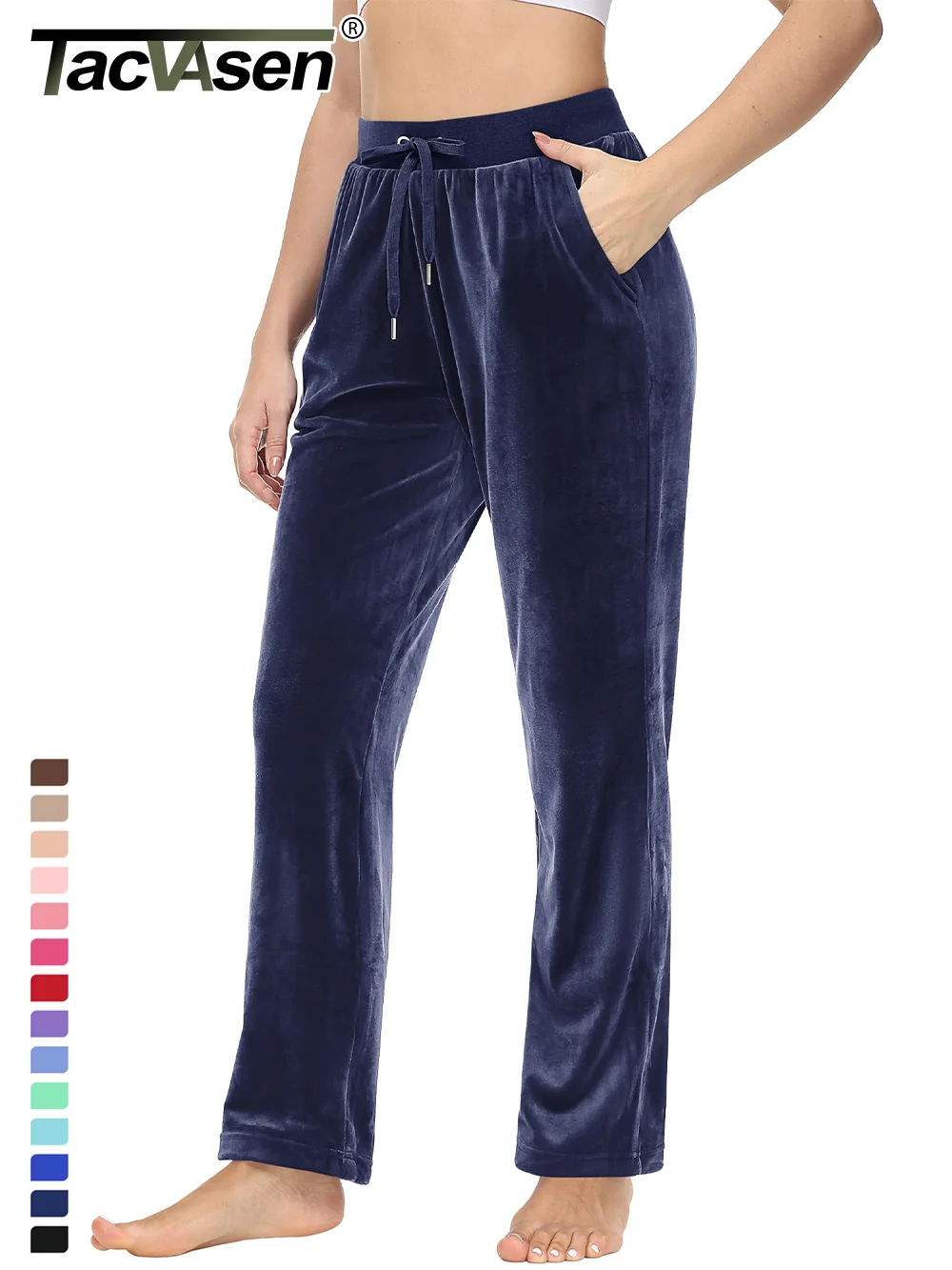 TACVASEN 여성용 겨울 플리스 바지, 조거 스웨트 팬츠, 탄성 허리 파자마, 긴 바지, 러닝 트랙, 체육관 바지, 스포츠..