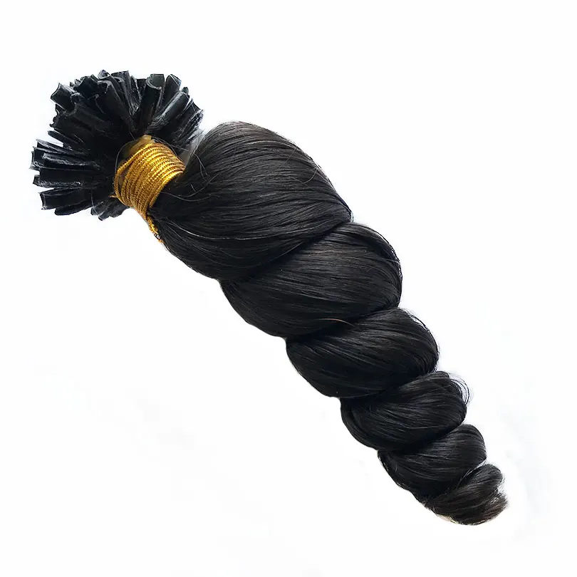 Loose Wave Tip Extensions U Tip Human Hair Pre Bonded Keratin U Nail Remy 100 Strands
