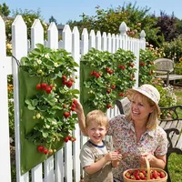 36 Pockets Vertical Strawberry Grow Planter Wall Hanging Flower Pot Bags Felt Garden Balcony Pouch for Railing Balcony Fence 4