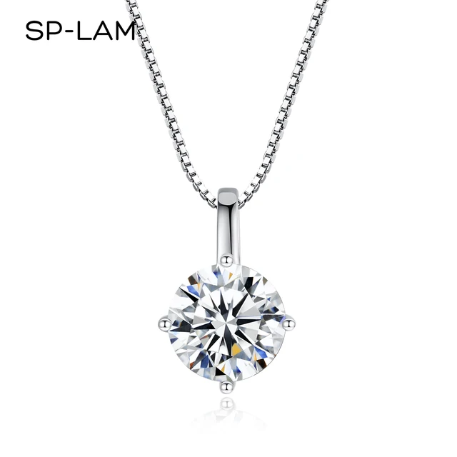SP-LAM 1Ct Moissanite Stone Pendant Necklaces Summer Trendy 925 Sterling Silver 2022 Woman Necklace Wedding Jewelry подвеска 1