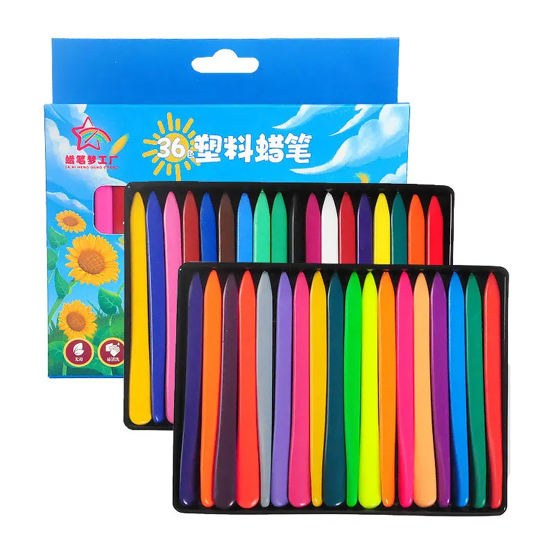 

Crayons Set for Kids 6/12/18/24/36/48 Colors Safe Non-toxic Oil Pastel Triangular Durable Wax Pen Creative Painting Art Supplies