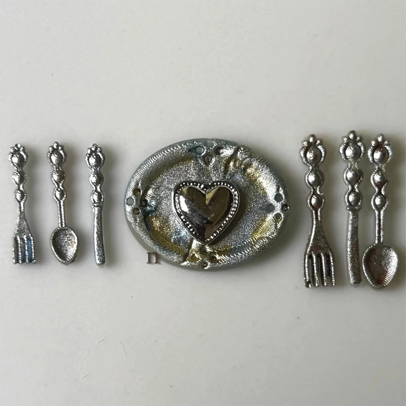 새로운 식기 시리즈 나이프 포크 스푼 3D 실리콘 네일 몰드 네일 아트 소프트 스탬핑 플레이트 DIY 매니큐어 조각 템플릿