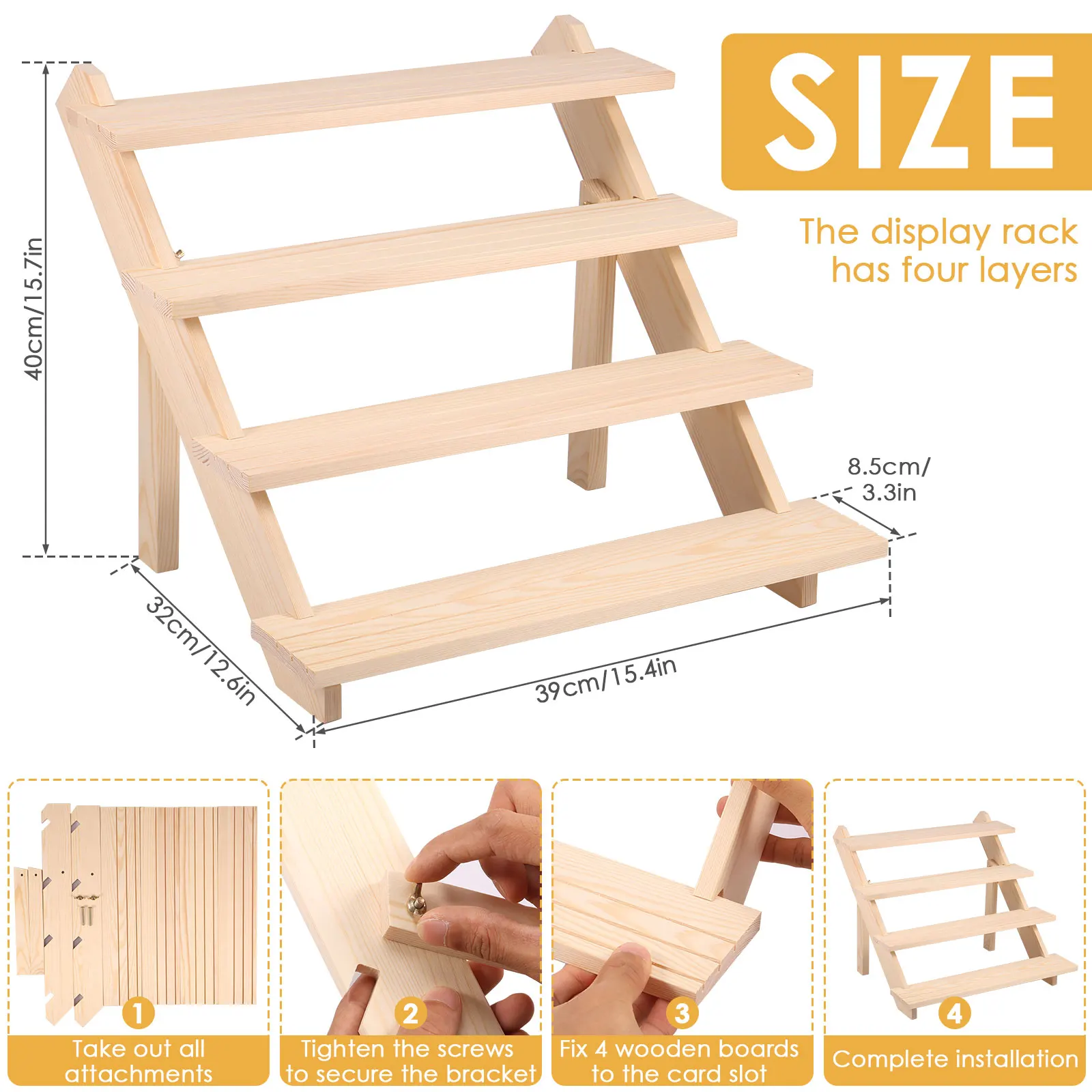 Wooden Display Stand Organizer Wood Riser Display Shelf for Wedding Party Dessert Cupcake Jewelry Collectibles Display Riser 3