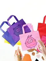 6pcs-Cross-Border Candy Bags Colorful Laminating Heat-Pressed Non-Woven Fabric Handbags Non-woven Fabric Gift Bags With Handle F 2
