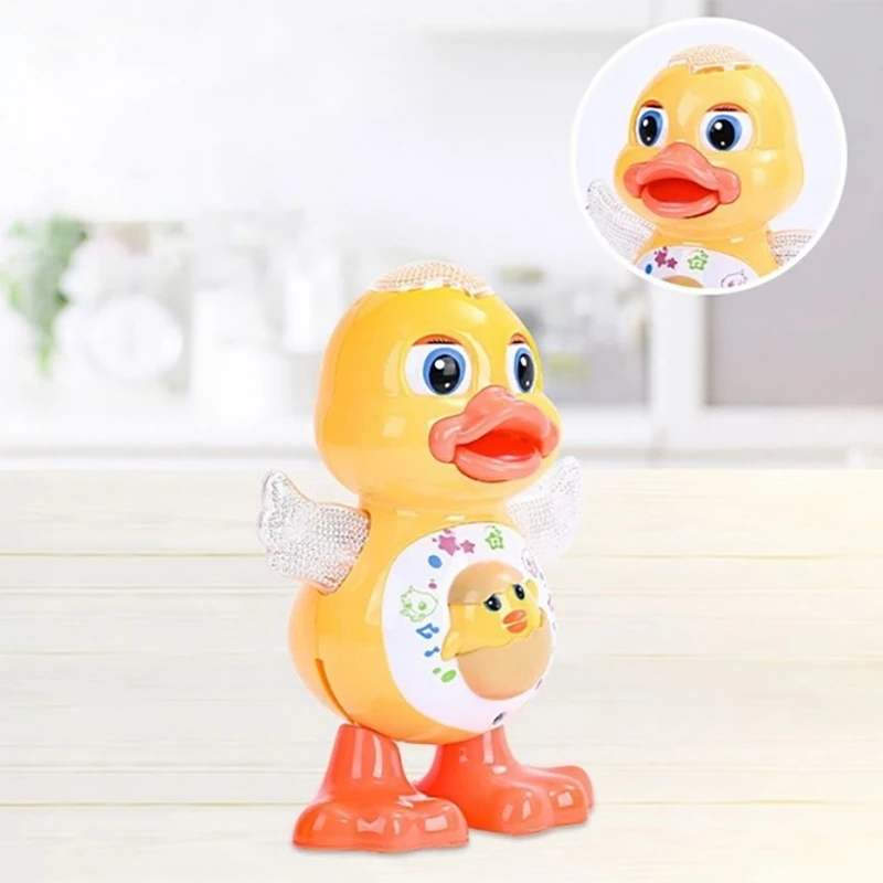 빛나는 춤추는 오리 전기 장난감 어린이 교육 뮤지컬 오리 장난감 생일 선물