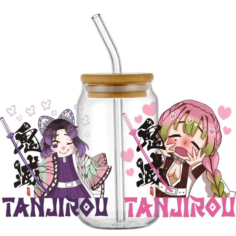 Miniso Sticker 3D Japanese Anime Characters Cartoon Couple 16oz UV DTF Cup Wrap Transfers Stickers DIY Mug Waterproof Decal