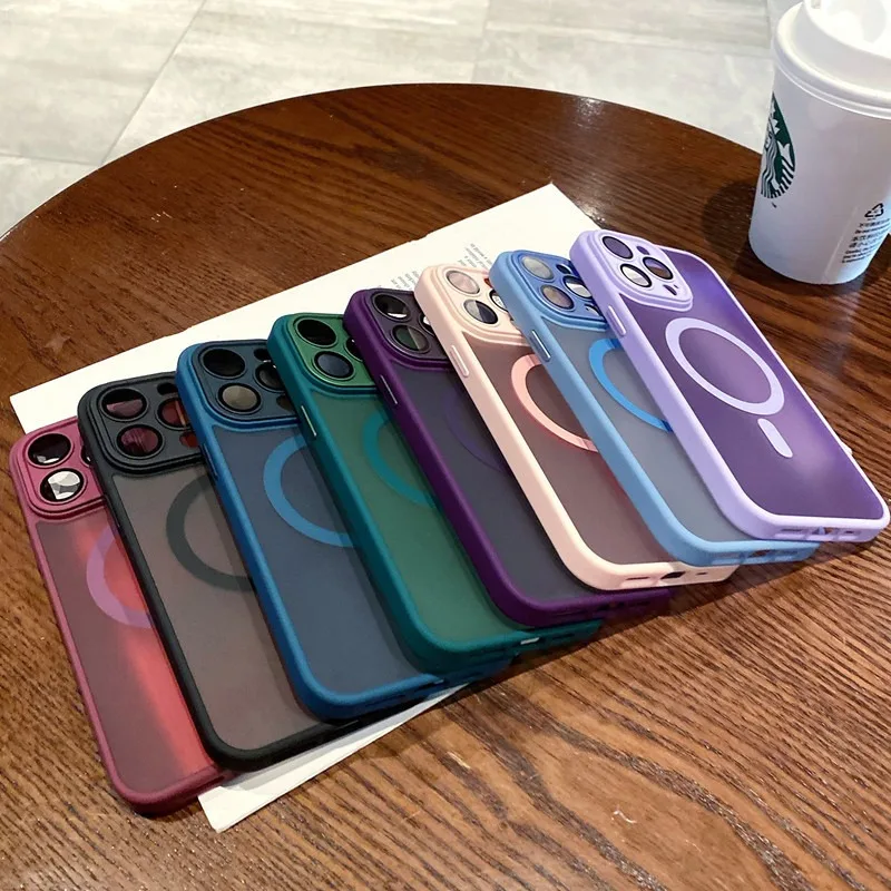 Sleek Translucent Magnetic Matte Case with Magsafe Wireless Charging and Shockproof Protection