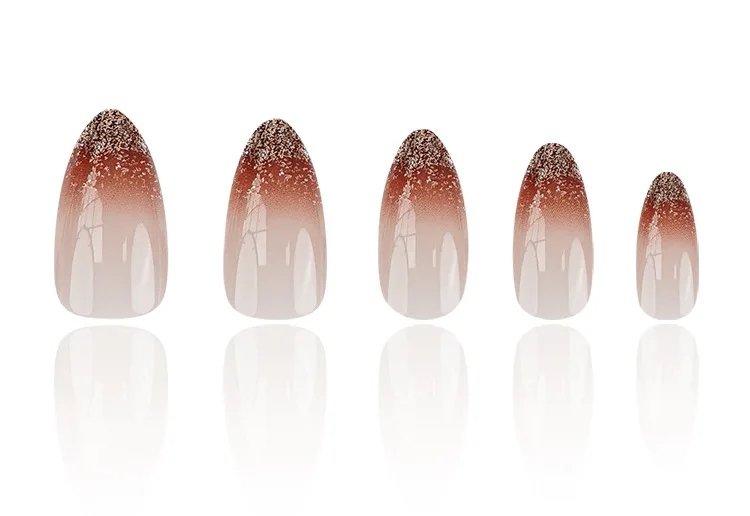 Description Picture 5 of item24Pcs Almond Fake Nails with Shimmery Powder Simple Nail Art Ombre French Full Cover Wearable Nail Manicure Tips for Girls Daily