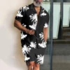 Coconut Tree 2PCS Shirts Suits Men 3D print Fashion Shirts+Shorts Two Piece Sets Hawaii Beach lapel Shirt Set Unisex Clothing 2