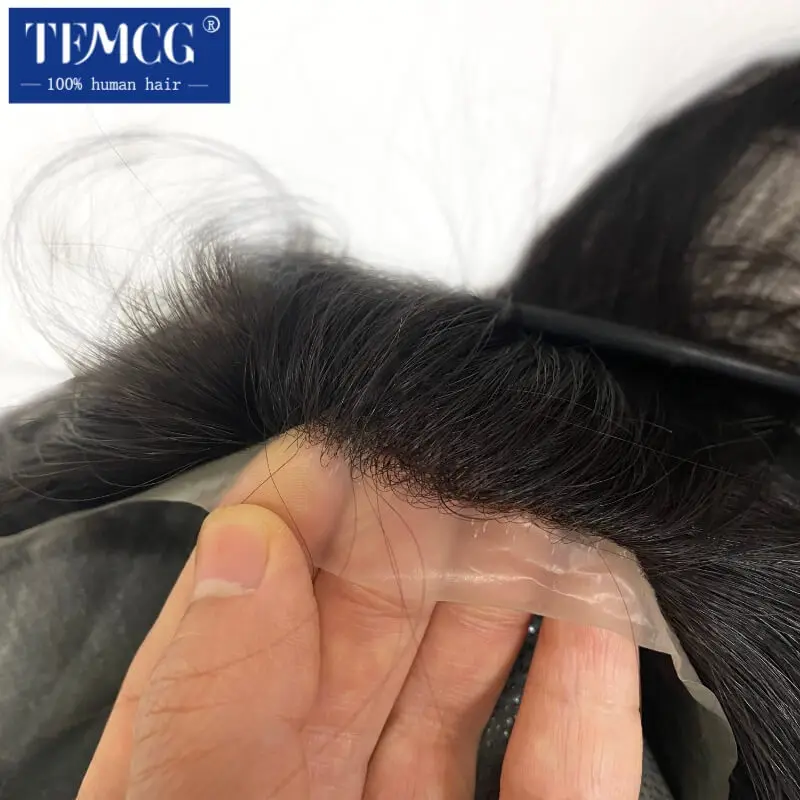 Parrucche per capelli umani con base annodata in PU completa per le donne 6 "14" Parrucca corta per capelli umani durevoli per le donne Parrucca piena per donna in PU per capelli umani al 100% - immagine 4