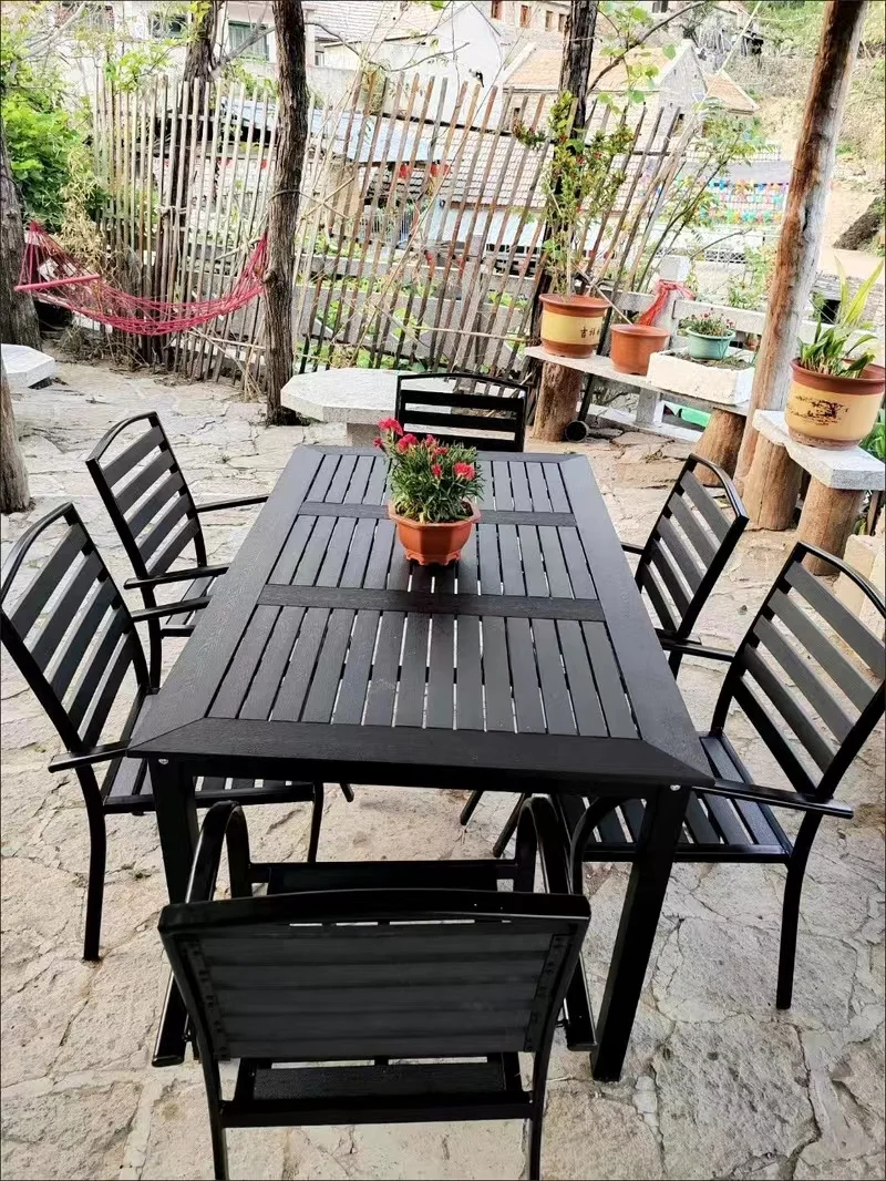 Modern Stackable Wooden Furniture Metal Outdoor Chairs Restaurant Patio Cafe Armchair With Metal Base