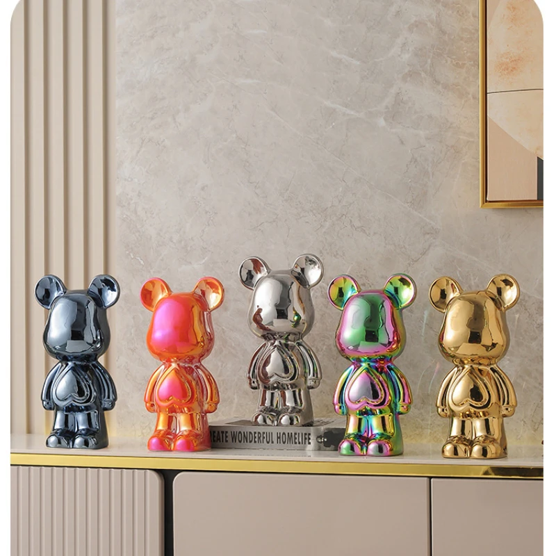 

Creative Plating Violent Bear Money Jar Luxury Doll Ornament Living Room TV Cabinet Entrance High-grade Office Decorations Gifts