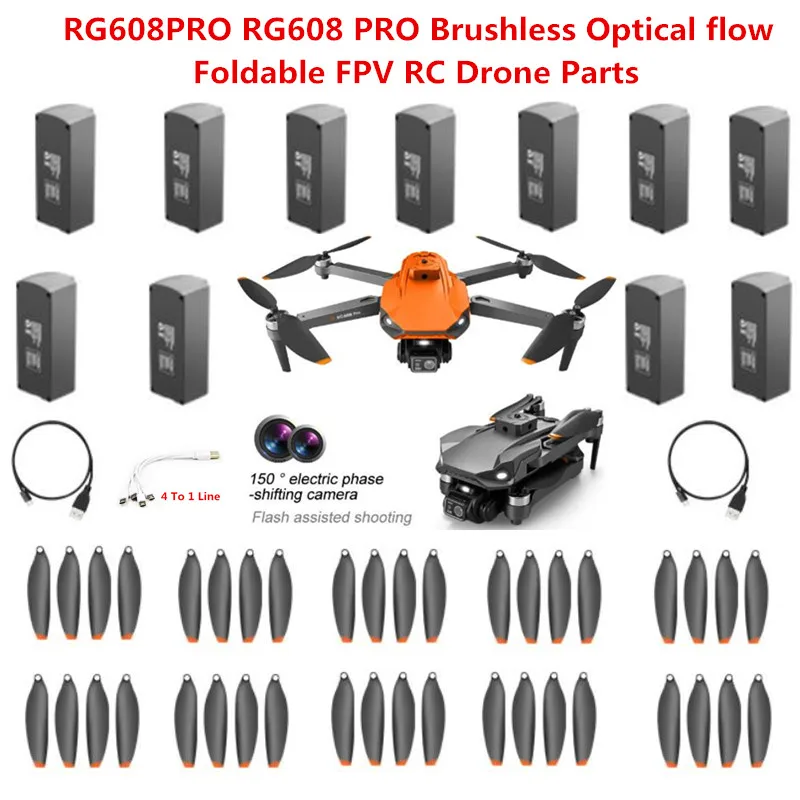 

RG608PRO RG608 PRO Brushless Optical Flow Remote Control RC Drone Quadcopter Spare Parts 3.7V 2000Mah Battery/Propeller/USB