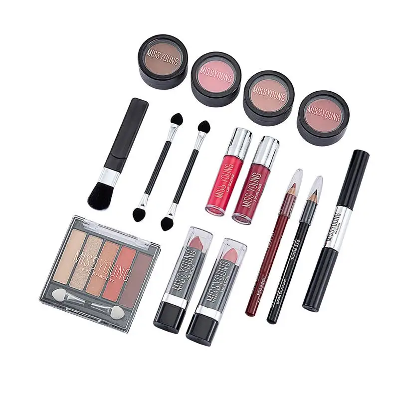 Make Up Set Eyeshadow Lipstick Eyebrow Concealer Powder Brush Complete Makeup Kit For Women Female Beginner Full kit Set 4