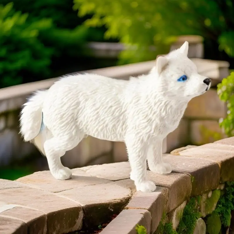 090B Wolf Figurine Creature Toy Perfect for Role Playing and Pretend Play Hand Painted Wolf Figurine Creature