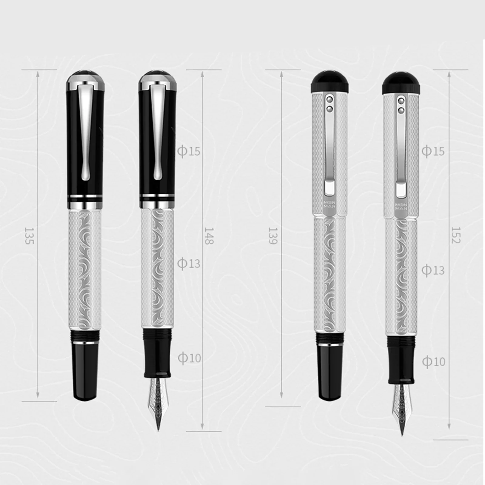 MAJOHN P138 Classical Plated Fountain Pen Piston inking Octahedral Etching Pattern EF/F/M/Flat No.6 Nib school office supplies 4