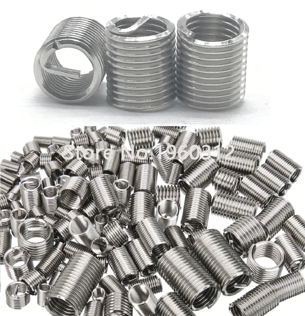 Thread Repair Insert 2-50pcs M2M2.5M3M4M5M6M8M10M12M16 Stainless Steel Screw Coiled Wire Helical Threaded Inserts Set Helicoil Thread Repair Insert