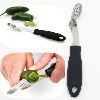 New Portable Stainless Steel Vegetable Fruit Pepper Corer Chili Seed Remover Serrated Edge Kitchen Tool Cute Kitchen Accessory 2
