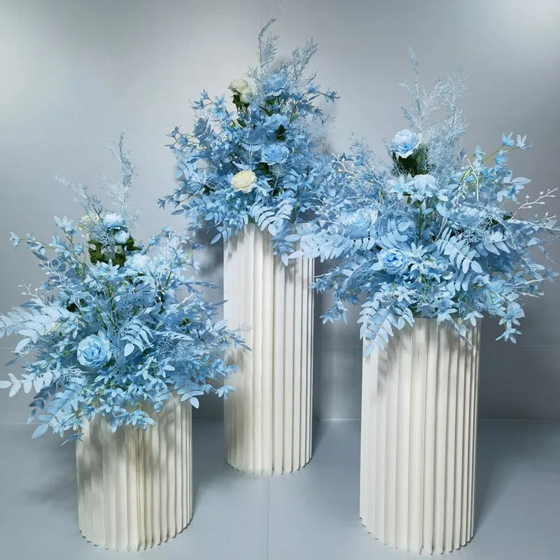 

Elegant White Theme Wedding Decoration Centerpieces Paper Roman Column Folding Curve Design Cake Dessert Table Rack