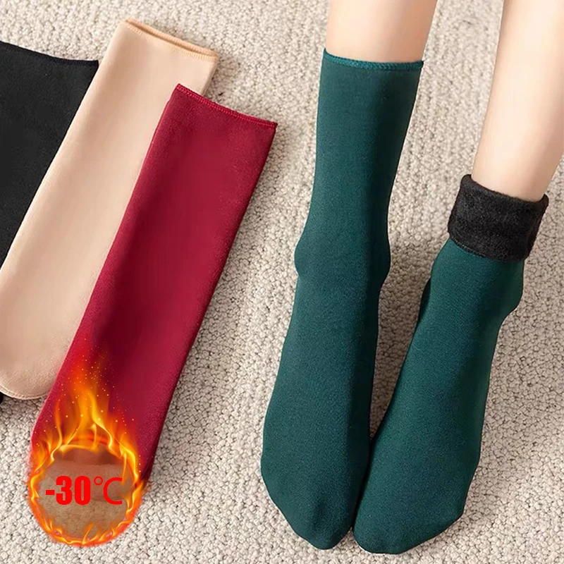 

Women Winter Thicken Warm Short Socks Thermal Cashmere Wool Socks Nylon Snow Velvet Boots Home Floor Socks Calcetines Mujer