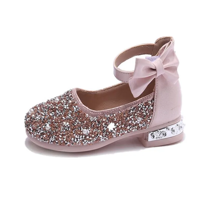 

Girls Princess Shoes Low heel Pearl Crystal Girls' sequins Party Wedding Shoes student Performance Shoes Kids School/Team Shoes