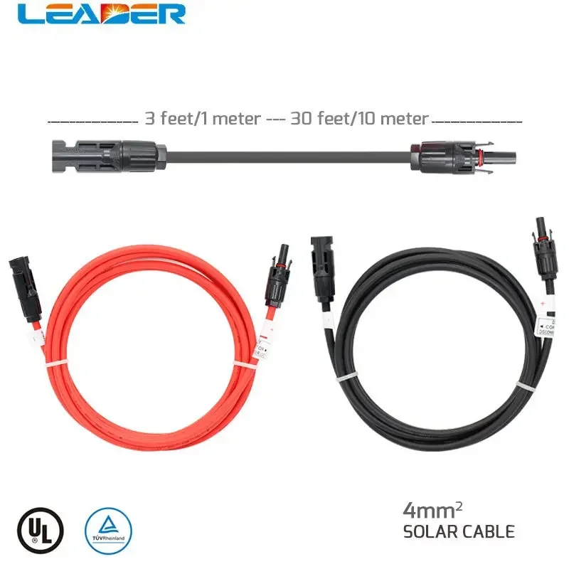 

LEADERV1Set 1-10Meter Black/Red Power Solar Extension Cable 2.5/4/6mm2/12AWG with 1000V PV DC Connector In Solar Panel System