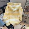 Spring Autumn Casual Cartoon Embroidery Striped Hooded Sweater Women Sweet Knitted Cardigan Coat Japanese Girls Loose Knitwear 4
