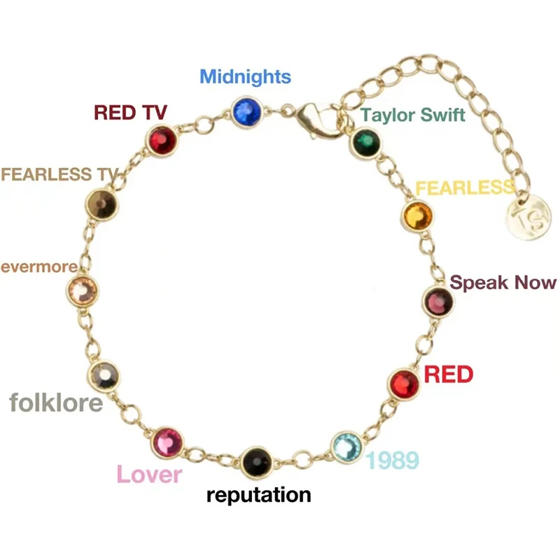 

Fashionable latest Midnight series peripheral colored gemstone bracelets. Gold-tone adjustable closure. TS pendant. 12 gems