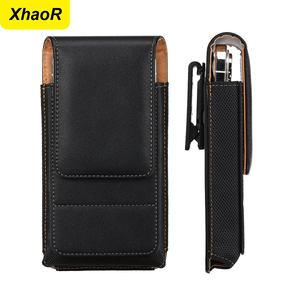 Universal Leather Phone Waist Bag with 360° Rotating Belt Clip
