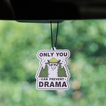 Alpaca Compresse per aromaterapia per auto Ciondolo profumato per interni auto Citazioni divertenti Deodorante per ambienti Specchietto retrovisore Decorazione da appendere 1