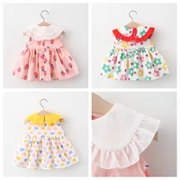 Summer Baby Cute Dress 2 Piece Set Girls' Printed Sleeveless Skirt+Cartoon Bag Toddler Comfortable Cotton Loose Fitting Clothes 2