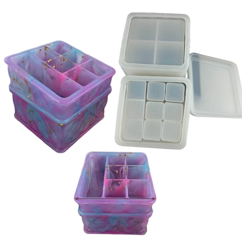 

Штабелируемая силиконовая форма для ящика для хранения губной помады Литье смолы DIY Форма для шкатулки для ювелирных изделий