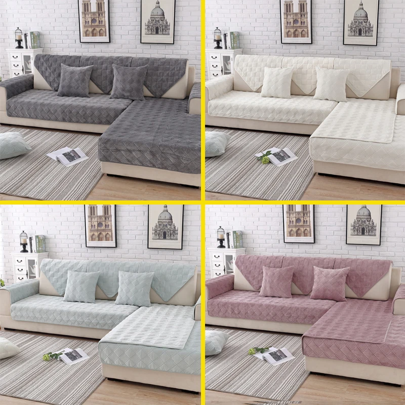 

Velvet Plush Sofa Cushion Autumn And Winter Thickening Non-Slip Modern Cushion Living Room Sofa Cover Home Dust-Proof Warm Cover