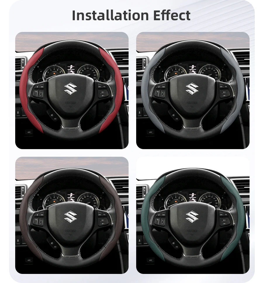 Geeignet für Suzuki, atmungsaktiver Loch-Leder-Lenkradbezug, segmentiertes Schnellverschluss-Design, rutschfest und langlebig, Swift 2011 Sx4 Grand Vitara Jimny Solio S-Cross Alto Liana Baleno 2013, Zc32S Sport Ly Zubehör Ciaz – Detail 11