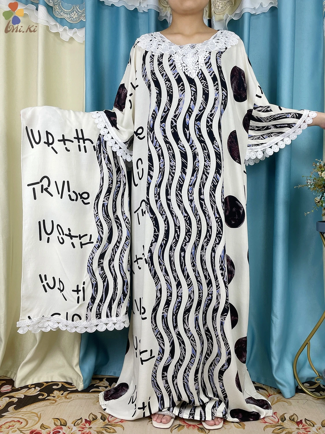 2024 New African Women Abayas Cotton Fabric Dresse With Big Scarf For Women Summer Short Sleeve Muslim Robe Traditional Clothing