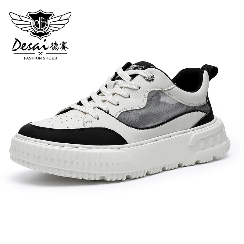 

DESAI Men Casual Shoes Genuine Leather Male Sneakers Summer Breathable 2023 New Design Fashion Trainer