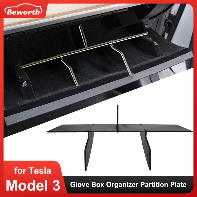 Glove Box For Tesla Model 3 Center Console Organizer Double Storey Non