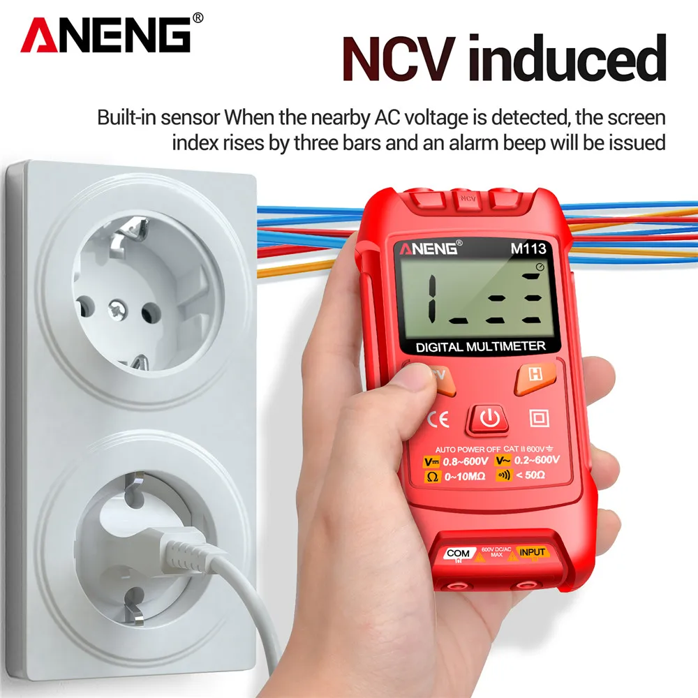 ANENG M113 Pocket Portable Multimeter Tester 1999 Counts Mini Multimeter CAT II 600V AC/DC Voltage Auto Machine Multitester