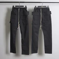 High Street Men's Casual Pants Pockets Design Cargo Pants Cotton Full Length Drawstring Techwear Men's Clothing 1